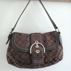 Coach Signature Dark Brown Medium Soho Hobo Purse Shoulder Bag Model 10297